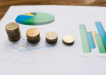 Moedas em cima de gráficos